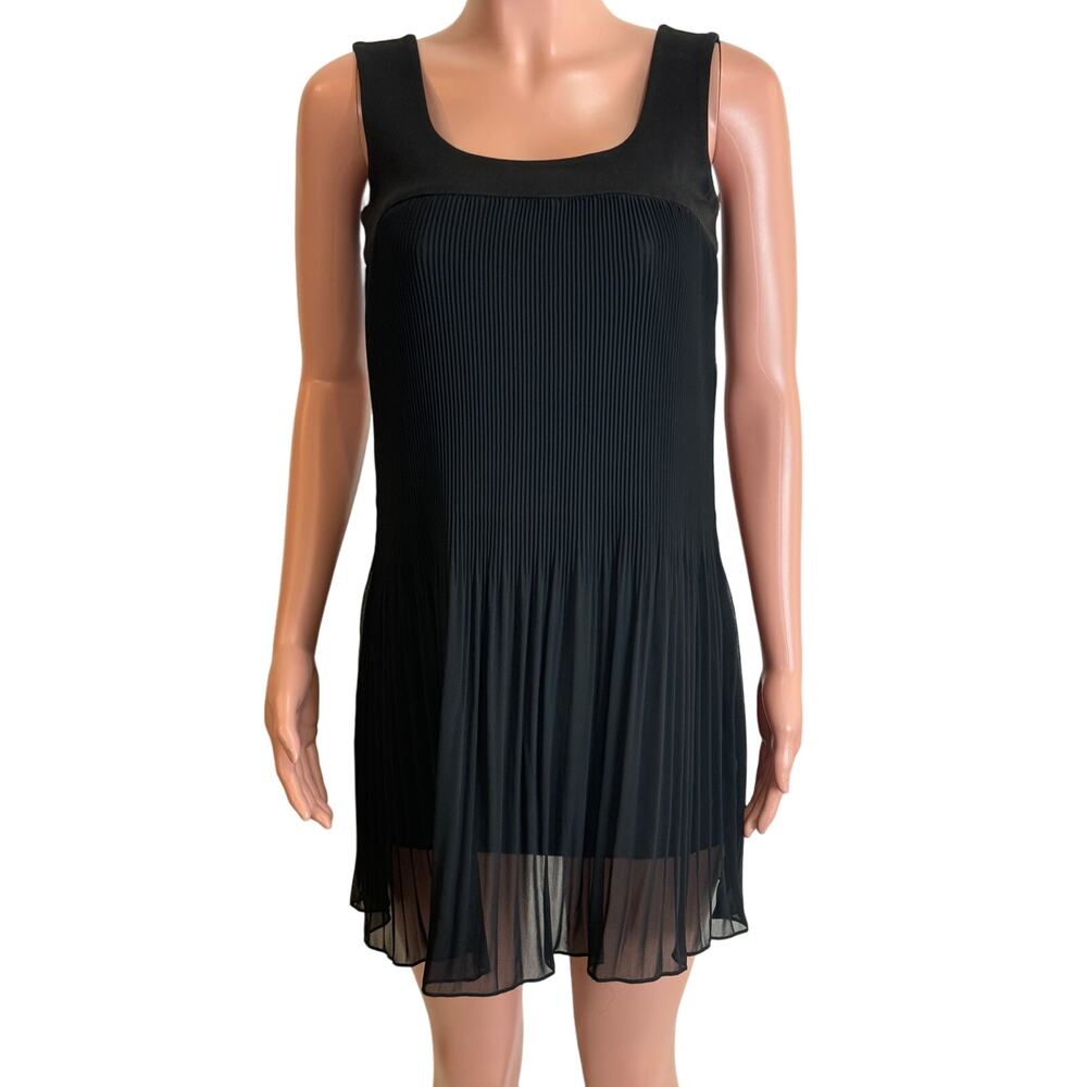 Vivienne Tam East Wind Code Dress Sz 1 Black Accordion Pleated Mini Chiffon Vtg